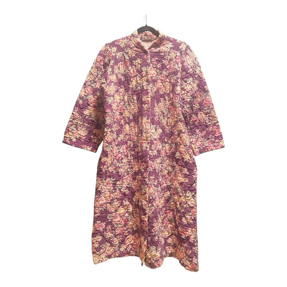 Vintage Floral Quilted Long Line Jacket Robe